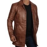 mens brown leather coat