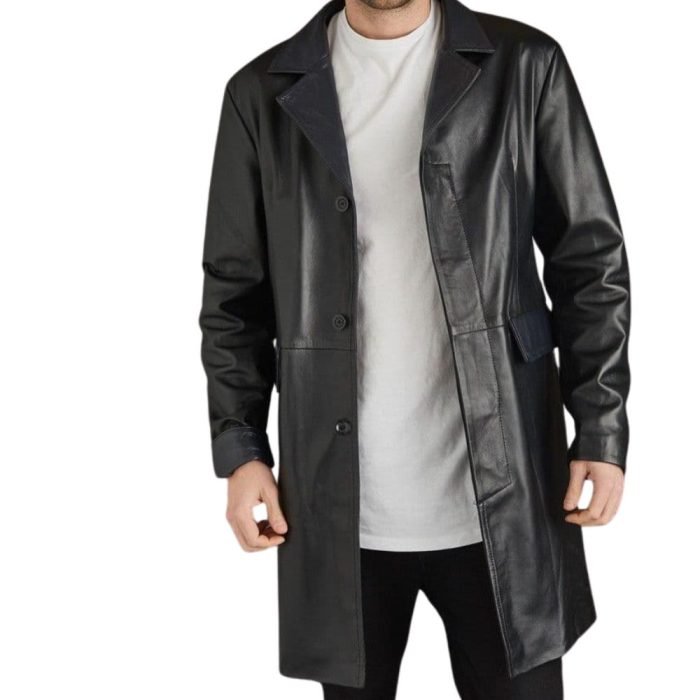 mens leather trench coat