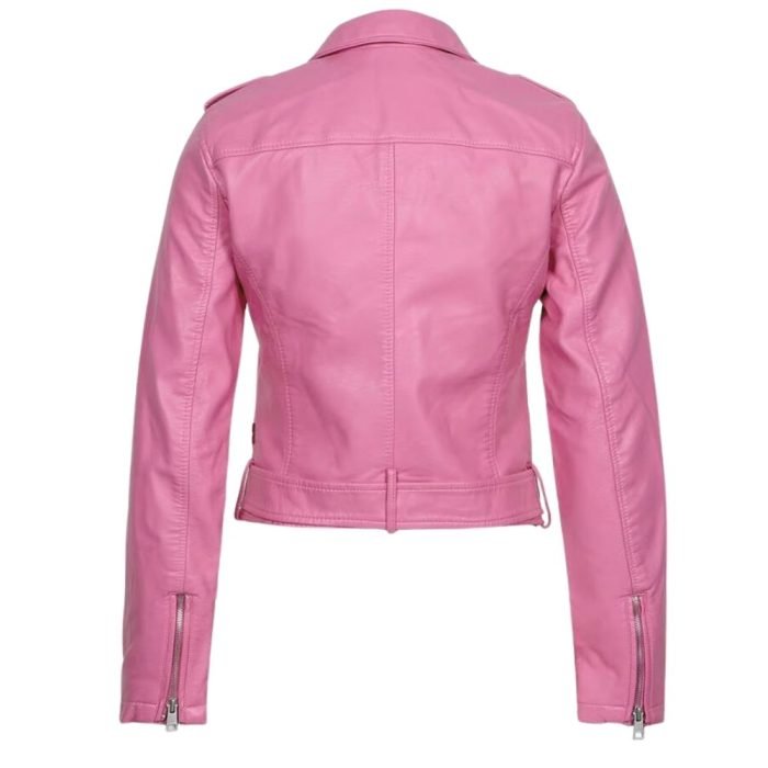 pink leather motorcycle jacket