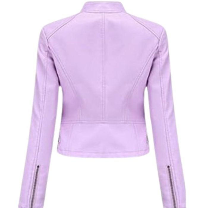 purple leather biker jacket