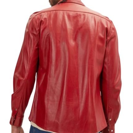 red leather shirt men