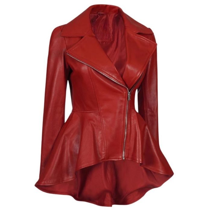 red leather trench coat women's