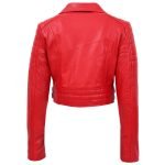 red women's leather jacket