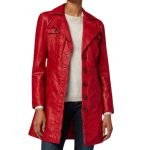 red women's trench coat