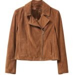 suede moto jacket brown