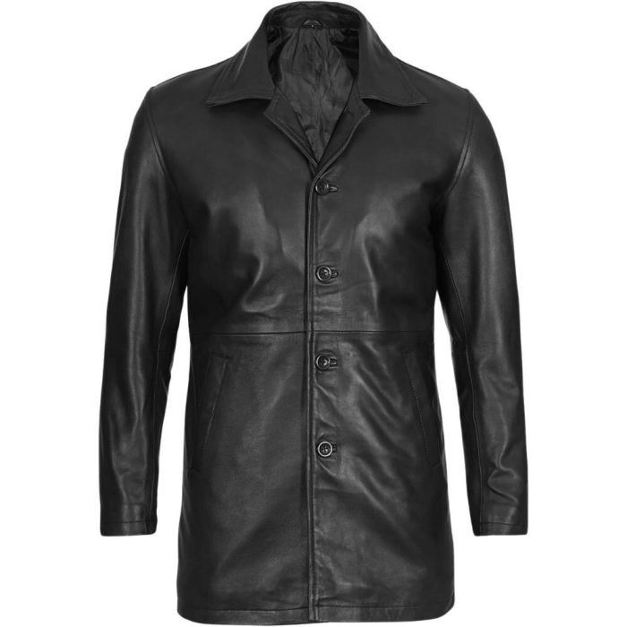 trench coat black lambskin leather