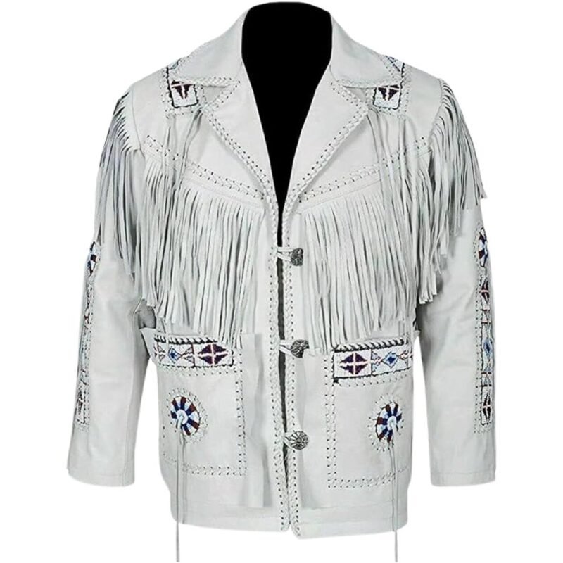 white leather jacket fringe