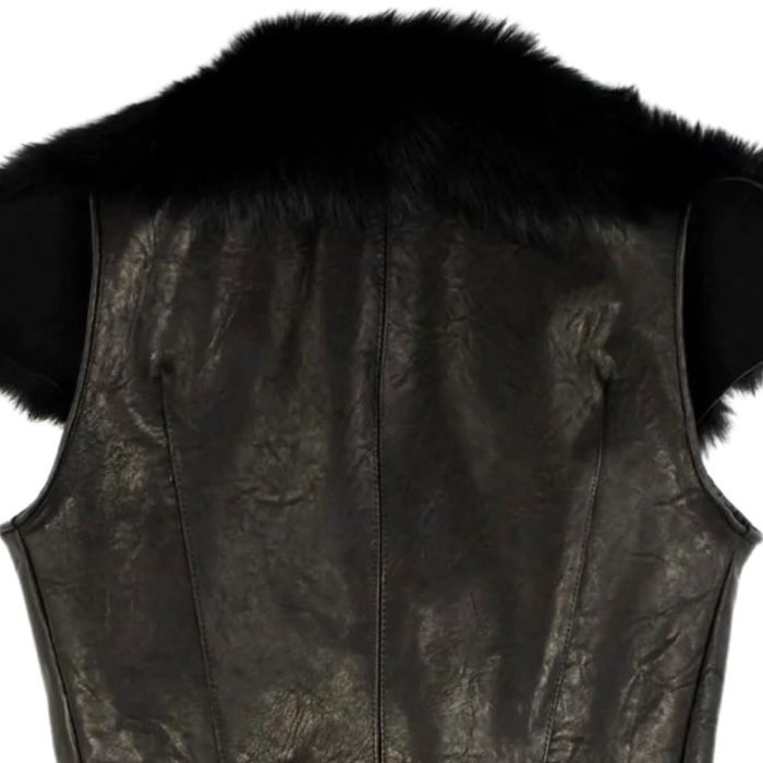 womens black shearling vest