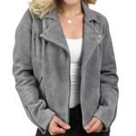 womens gray suede jacket