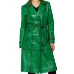 womens green leather coat