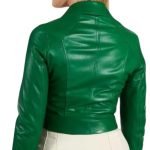 women's green leather jacket