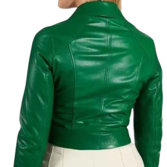 women's green leather jacket