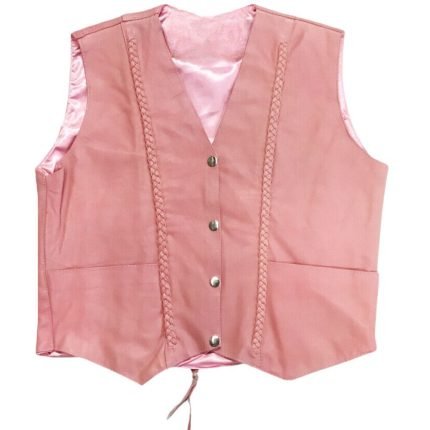 women's pink leather vest