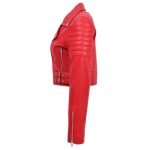 womens red leather jacket