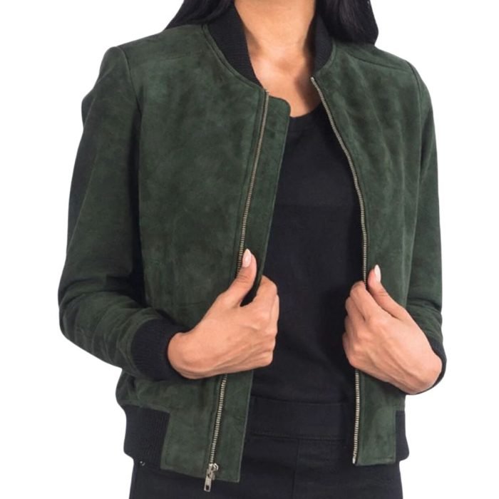 womens suede leather bomber jacket