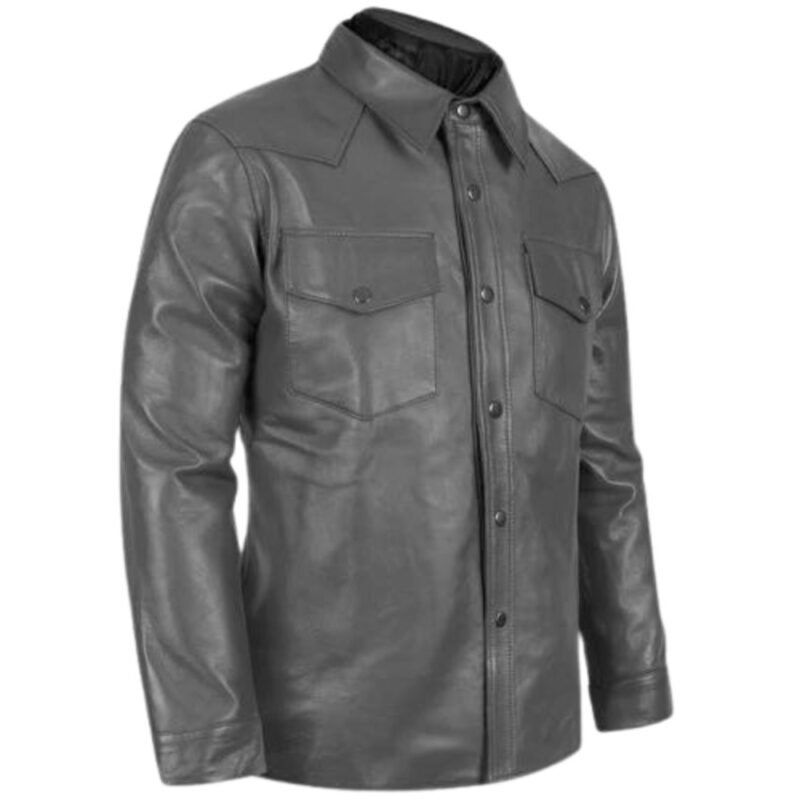 leather long sleeve shirt mens