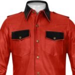 stylish leather shirt red