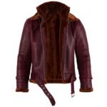 burgundy sheepskin leather jacket