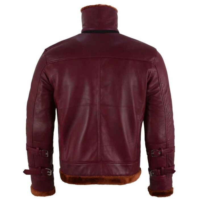 burgundy sheep jacket for men