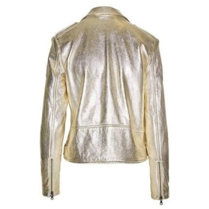 Gold Metallic Leather Jacket Is the Must-Have Statement Piece This Season