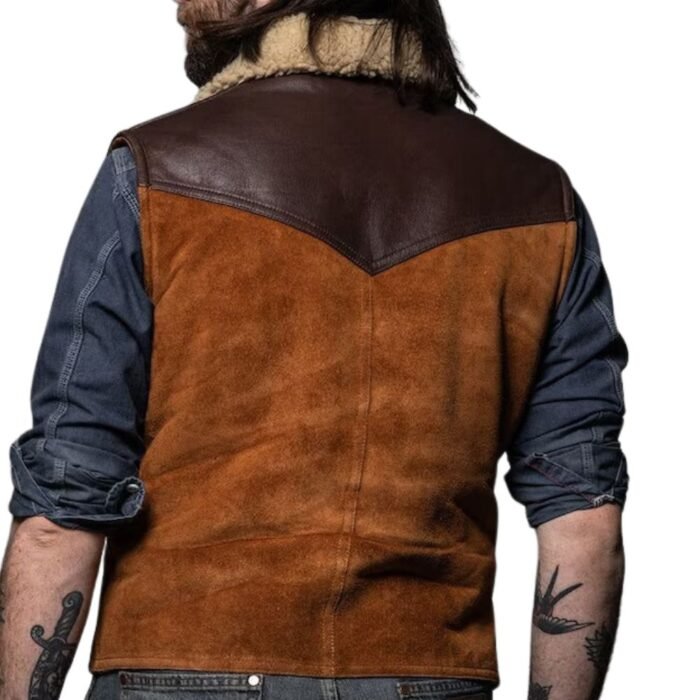 Luxurious Fur-Lined Brown Suede Vest for Cold-Weather Style