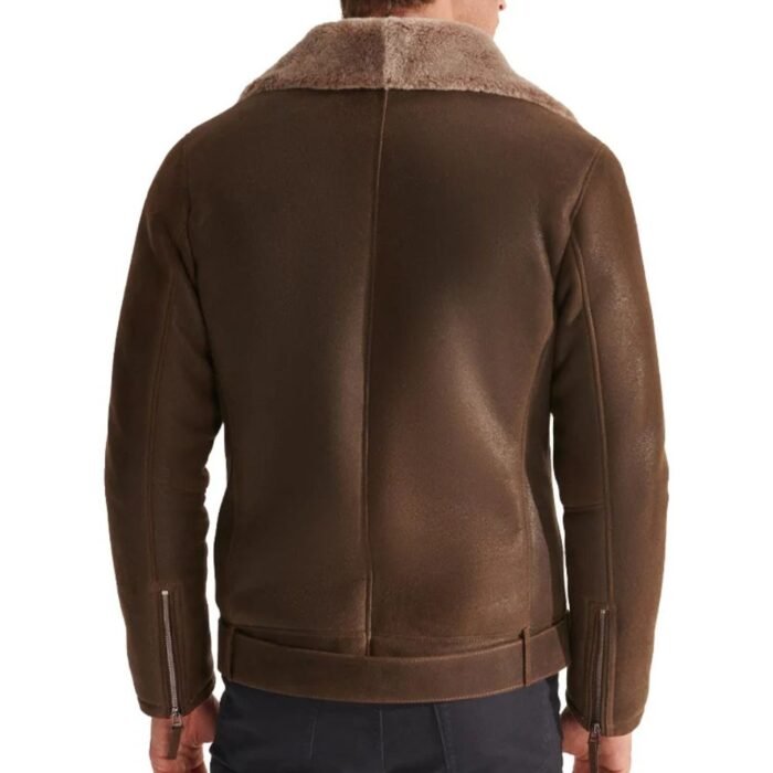 Men’s Classic Brown Leather Shearling Jacket