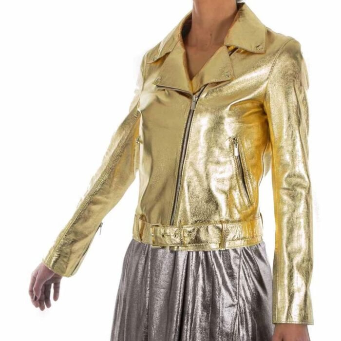 Shine in Style Gold Metallic Leather Jackets for a Bold Fashion Statement