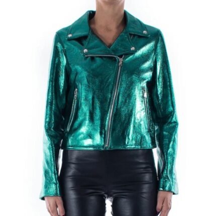 Stand Out in a Green Metallic Leather Jacket A Bold Fashion Choice