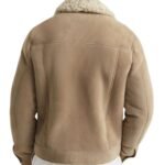 Stylish Suede Leather Bomber Jacket with Shearling Lining