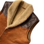 Vintage-Inspired Brown Suede Leather Vest with Cozy Fur Lining