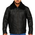 black sheepskin leather jacket