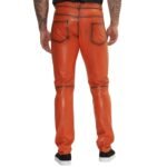 stylish orange leather pants