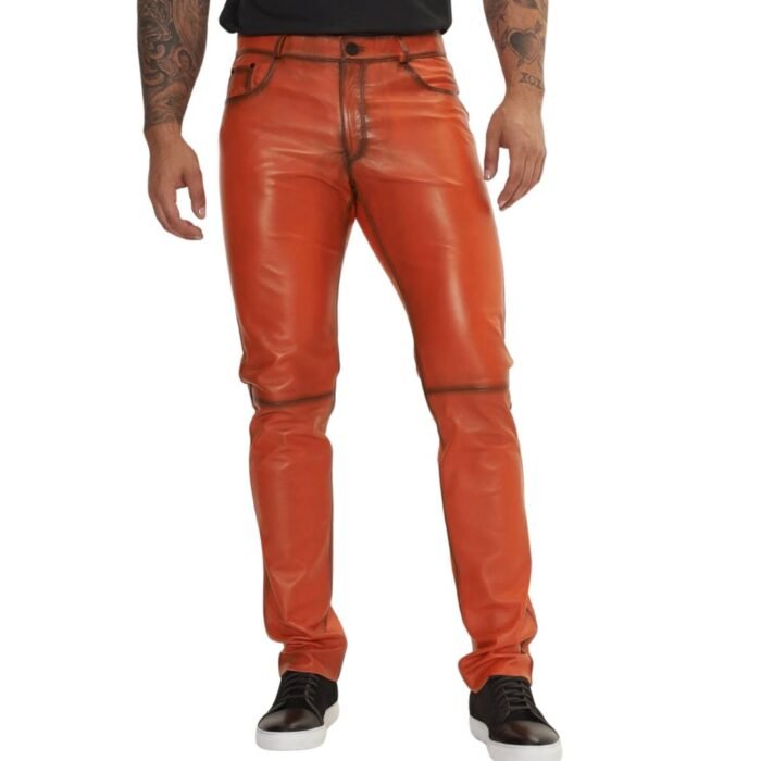 wax leather pants men