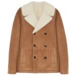 men brown suede shearling jacket