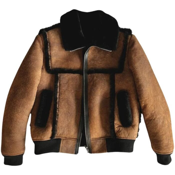 men leather bomber shearling jacket