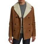 suede shearling jacket brown