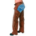 Stylish and Durable Brown Leather Motorcycle Chaps for Men