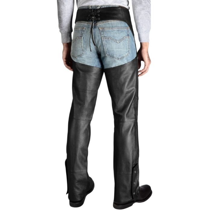 Classic Black Leather Chaps for Men Comfort and Protection