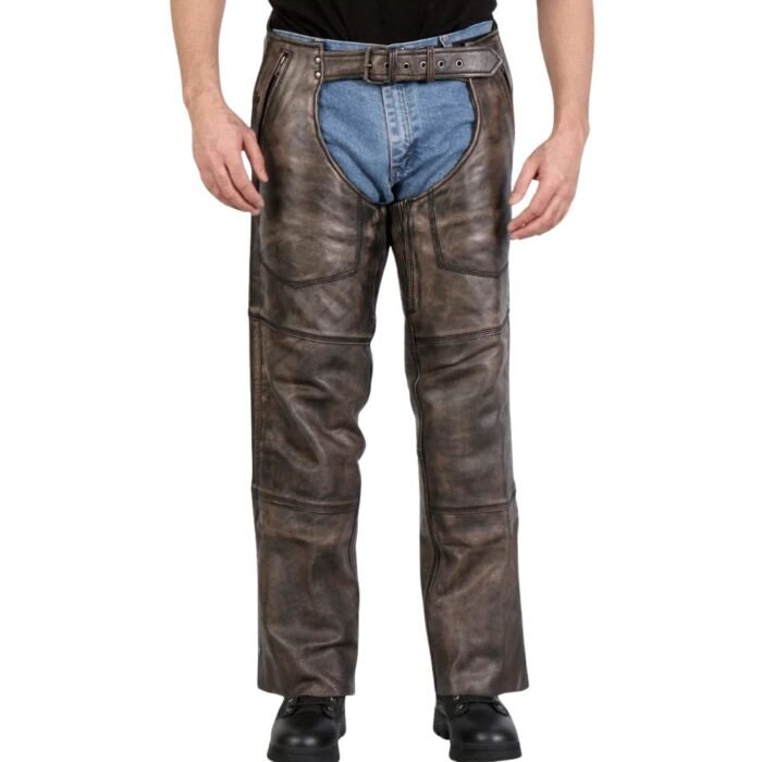 Rugged and Reliable Leather Chaps for Men Motorcycle Riders