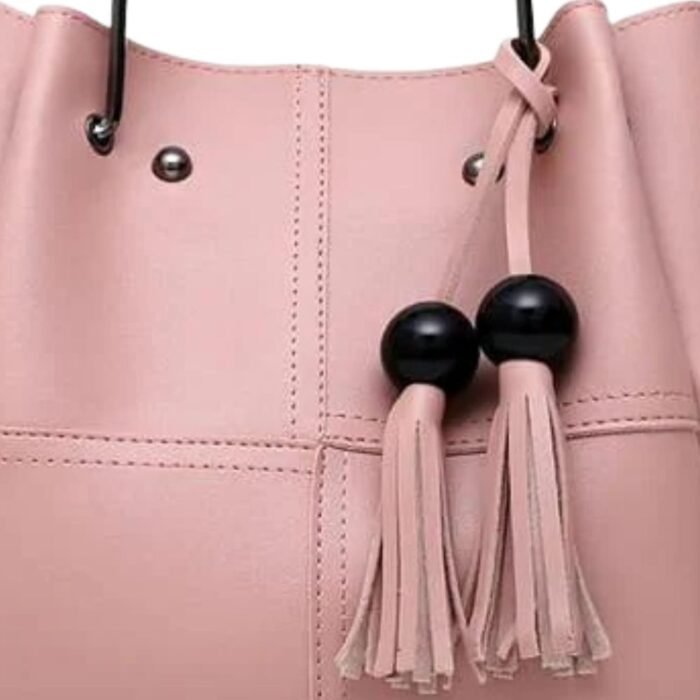 stylish leather handbag pink